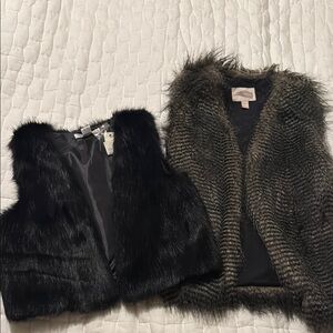 Faux Fur Vests - Black and Brown